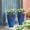 Glitzhome® Eco-Friendly Oversized Faux Cobalt Blue Ceramic Tall Bowl Plastic Pot Planter Set